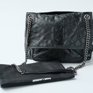 NIKI MEDIUM CHAIN BAG IN CRINKLED VINTAGE LEATHER